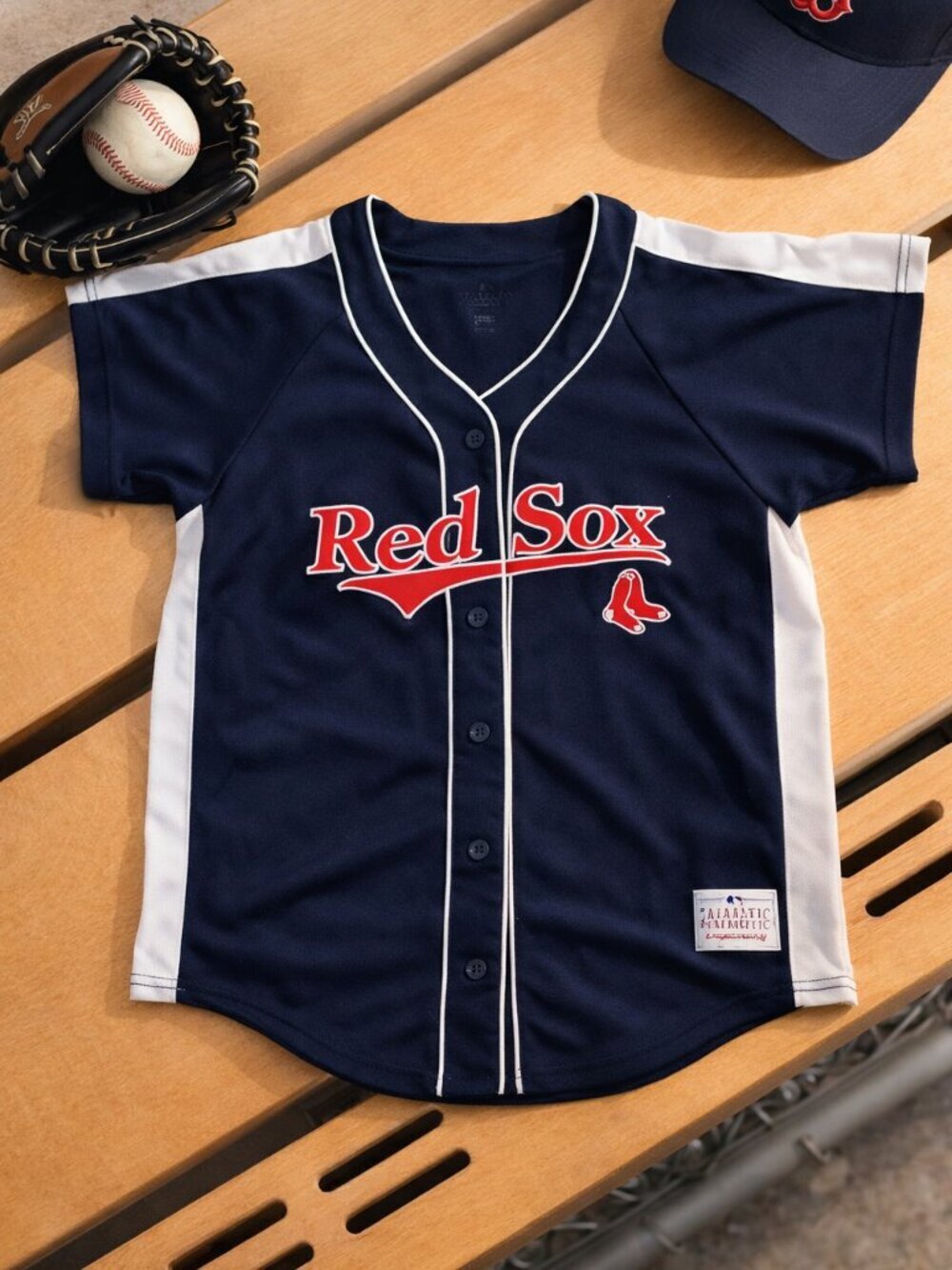 Boston Red Sox Jersey Youth Size L Navy MLB Baseball Shirt